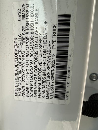 2022 Honda Ridgeline Black Edition